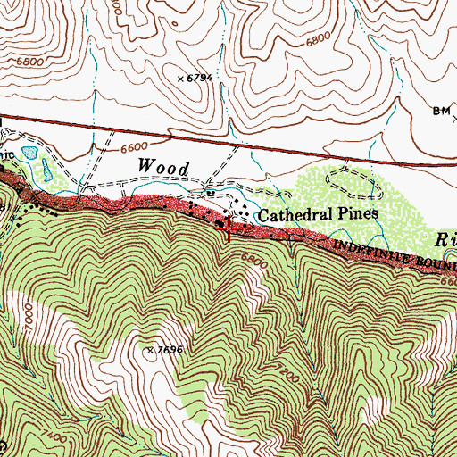 Topographic Map of Cathedral Pines, ID