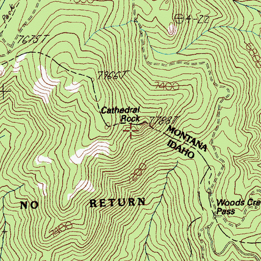 Topographic Map of Cathedral Rock, ID