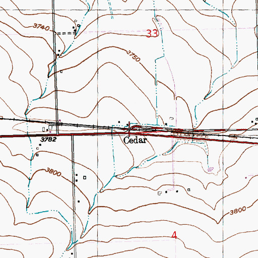 Topographic Map of Cedar, ID