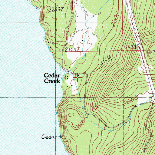 Topographic Map of Cedar Creek, ID