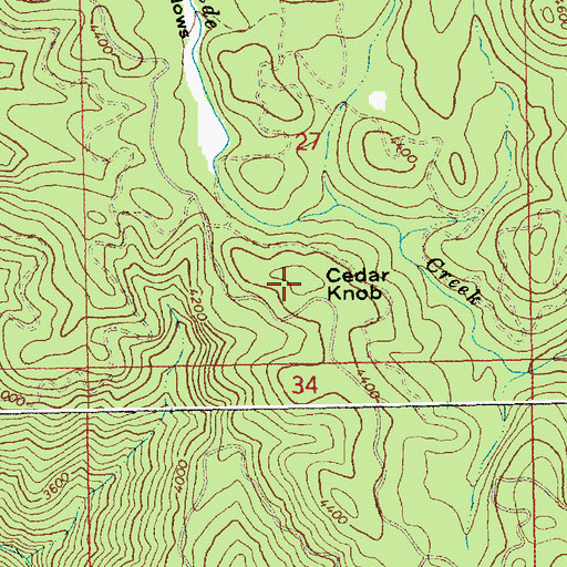 Topographic Map of Cedar Knob, ID