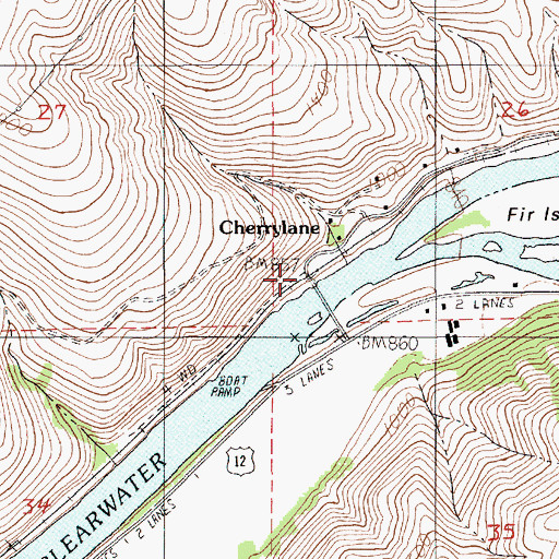 Topographic Map of Cherrylane, ID