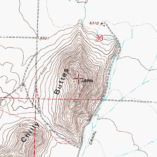 Topographic Map of Chilly Buttes, ID