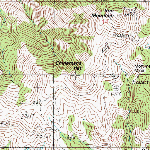 Topographic Map of Chinamans Hat, ID