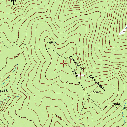 Topographic Map of Churchill Mountain, ID