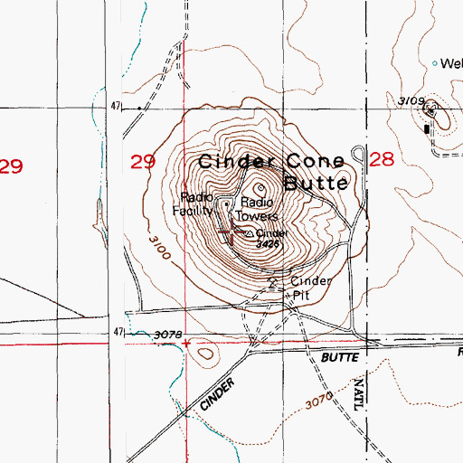 Topographic Map of Cinder Cone Butte, ID