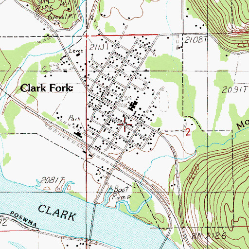Topographic Map of Clark Fork, ID