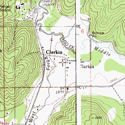 Topographic Map of Clarkia, ID