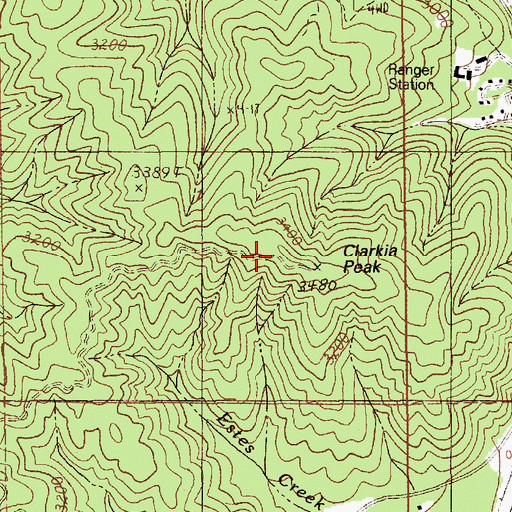 Topographic Map of Clarkia Peak, ID