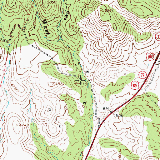 Topographic Map of Mill Spring, AZ