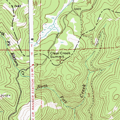 Topographic Map of Clear Creek Summit, ID