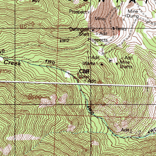 Topographic Map of Cliff (historical), ID