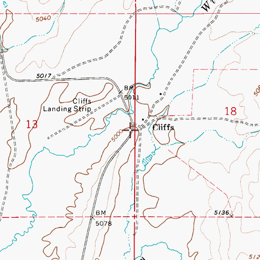 Topographic Map of Cliffs, ID