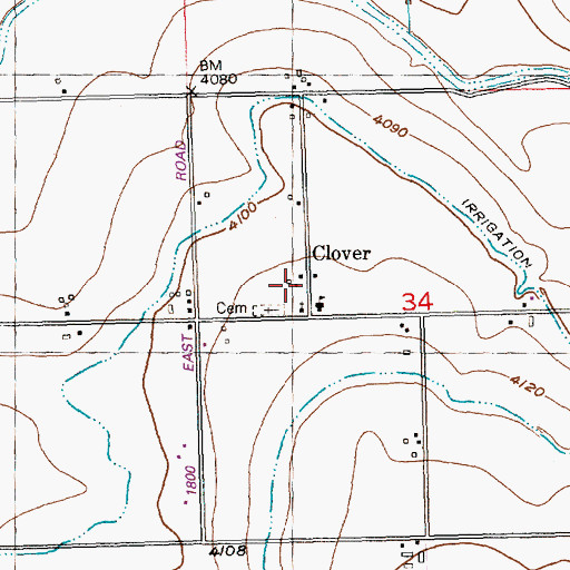 Topographic Map of Clover, ID
