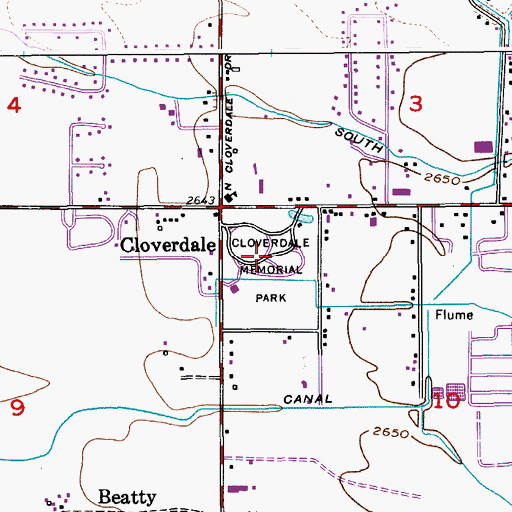 Topographic Map of Cloverdale Memorial Park, ID