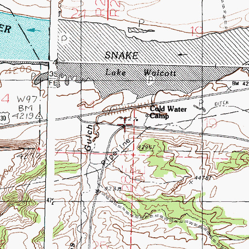 Topographic Map of Cold Water Camp, ID