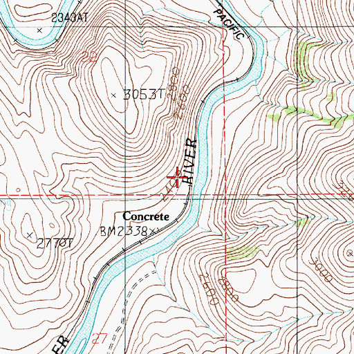 Topographic Map of Concrete, ID