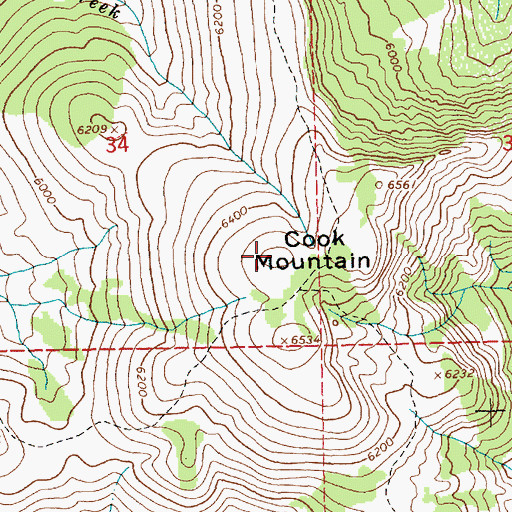Topographic Map of Cook Mountain, ID
