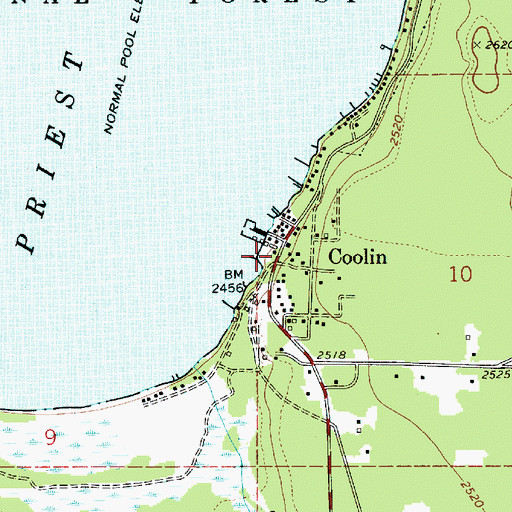 Topographic Map of Coolin, ID