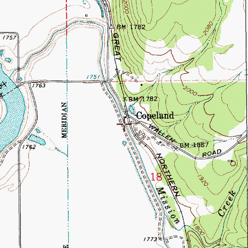 Topographic Map of Copeland, ID