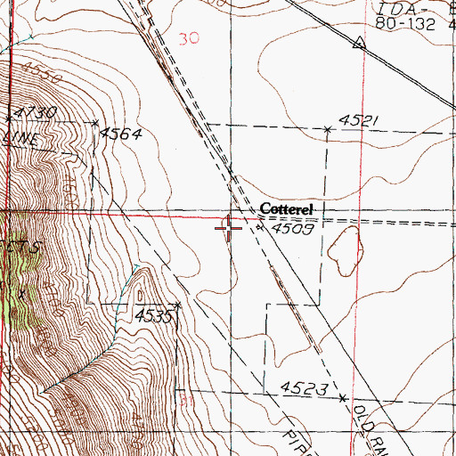 Topographic Map of Cotterel, ID