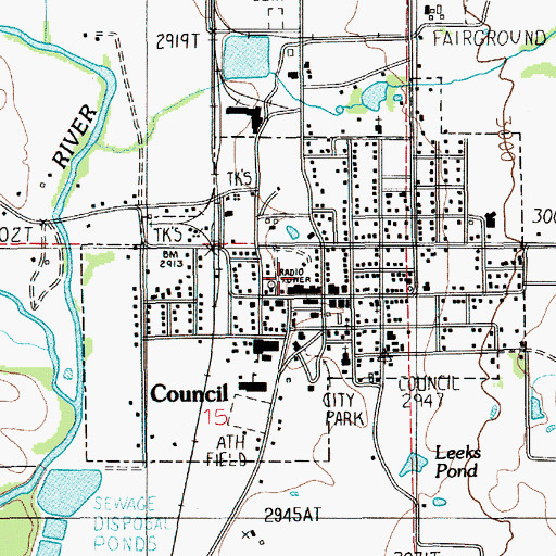 Topographic Map of Council, ID