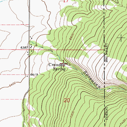 Topographic Map of Crandall Spring, ID