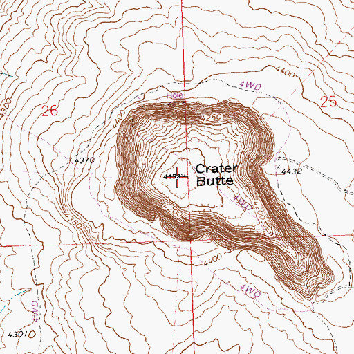 Topographic Map of Crater Butte, ID