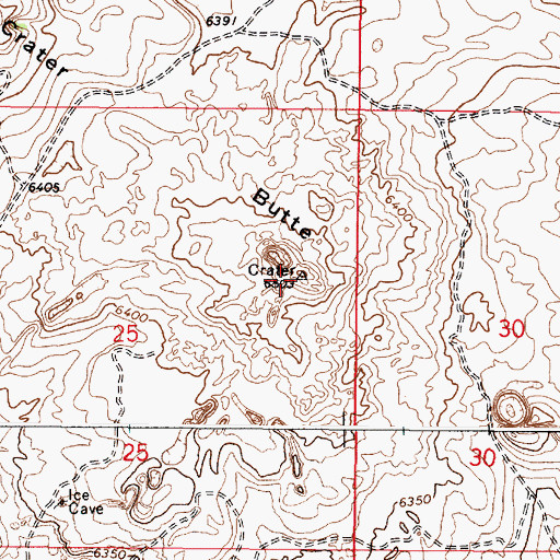 Topographic Map of Crater Butte, ID