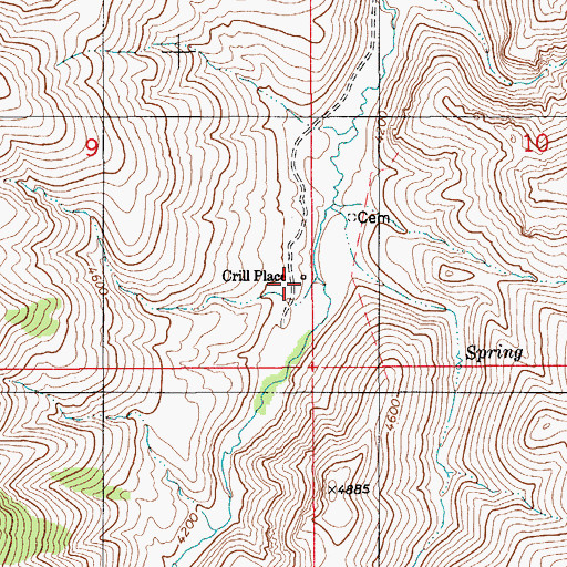 Topographic Map of Crill Place, ID