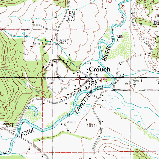 Topographic Map of Crouch, ID