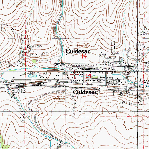 Topographic Map of Culdesac, ID