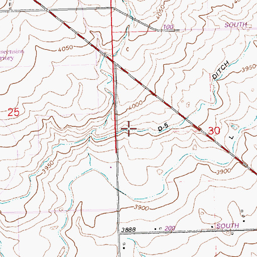 Topographic Map of D Five Ditch, ID