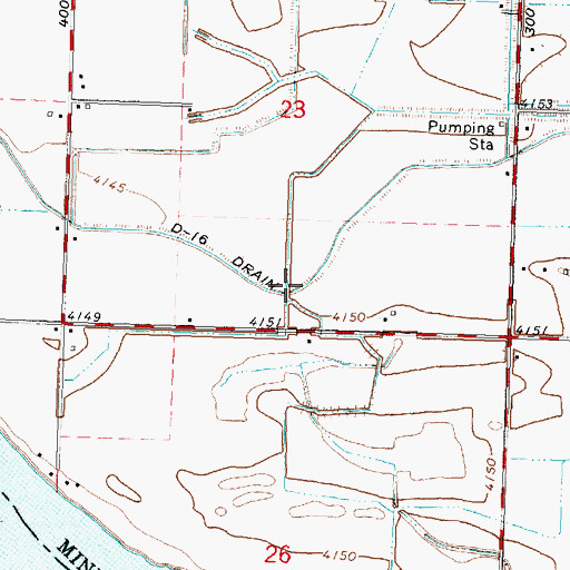 Topographic Map of D-Sixteen Drain, ID