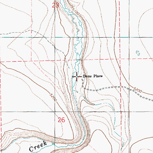 Topographic Map of Dans Place, ID