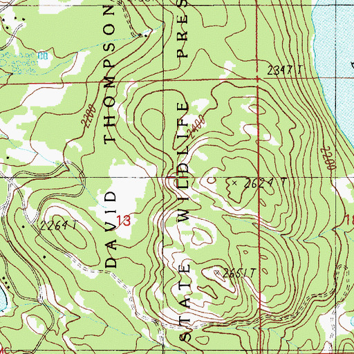 Topographic Map of David Thompson State Wildlife Preserve, ID