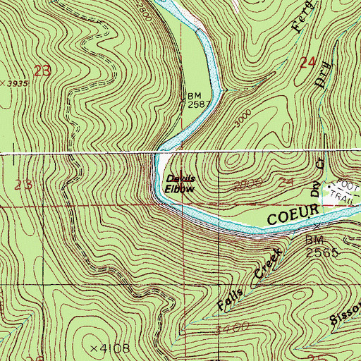 Topographic Map of Devils Elbow, ID