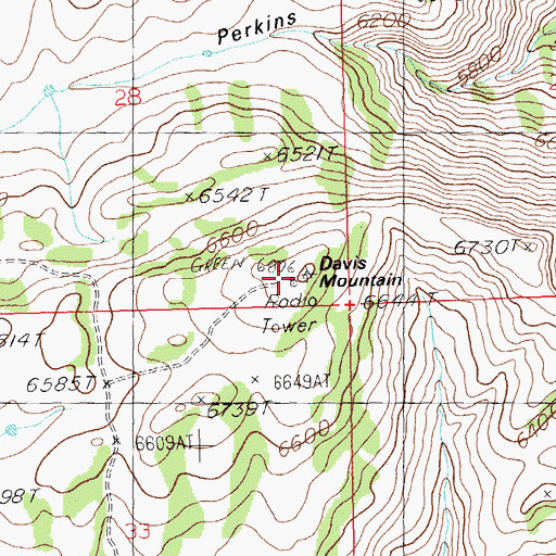Topographic Map of Davis Mountain, ID