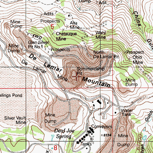 Topographic Map of DeLamar Mountain, ID