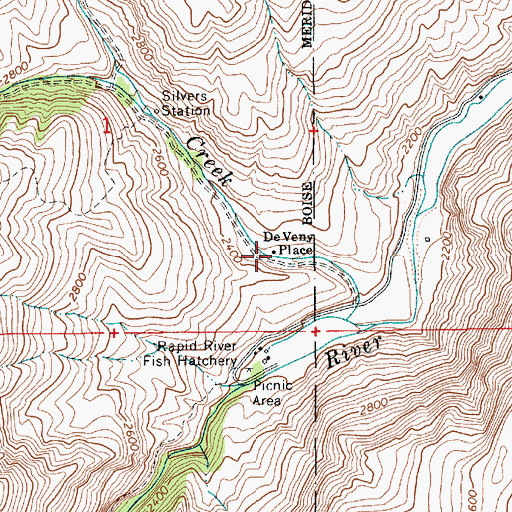 Topographic Map of DeVeny Place, ID