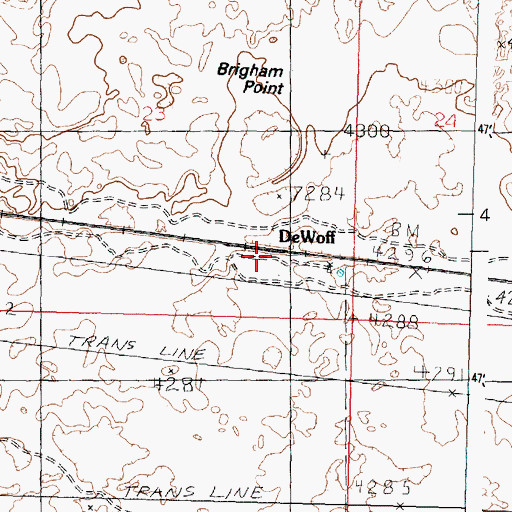Topographic Map of DeWoff, ID