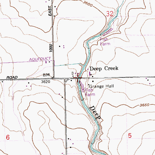 Topographic Map of Deep Creek, ID