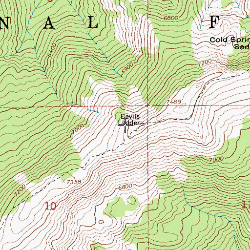 Topographic Map of Devils Ladder, ID