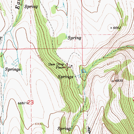 Topographic Map of Dew Drop Place, ID