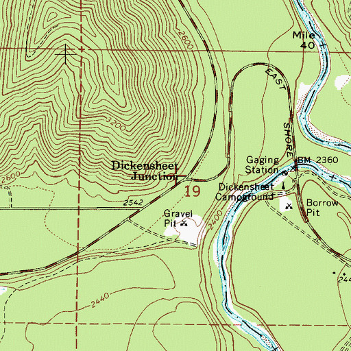 Topographic Map of Dickensheet Junction, ID
