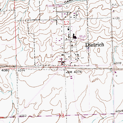 Topographic Map of Dietrich, ID