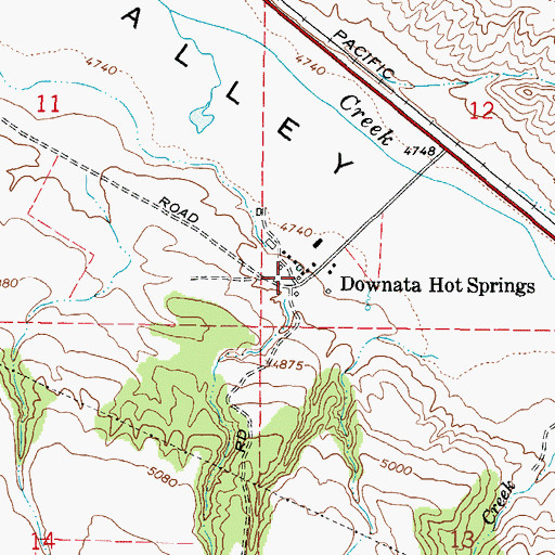 Topographic Map of Downata Hot Springs, ID