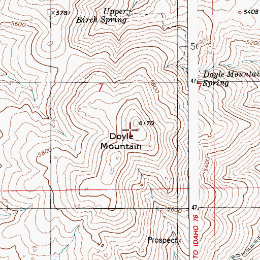 Topographic Map of Doyle Mountain, ID