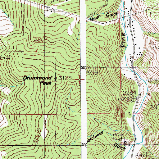 Topographic Map of Drumond Peak, ID
