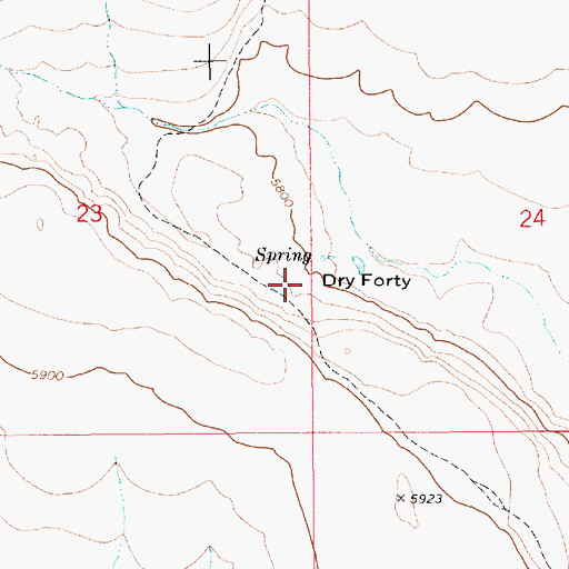 Topographic Map of Dry Forty, ID
